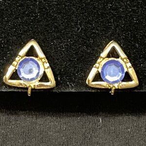 Gold and Blue Triangle Clip-on Earrings